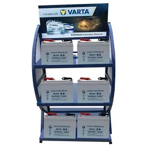 Retail Free Standing Metal 3-Tiers Heavy Duty Shelf Automotive Car Battery Display Stand Rack