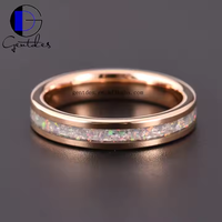 Gentdes Jewelry Fine Jewelry Bague personnalisée en incrustation d'opale de feu écrasée 4mm Bagues en céramique pour femmes Opale
