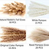 Rangkaian Bunga Kering Plastik Daun Pampas Beige Tahan Air Gaya Bohemian untuk Paskah, Halloween, Pernikahan, Natal, Thanksgiving, Dekorasi Rumah