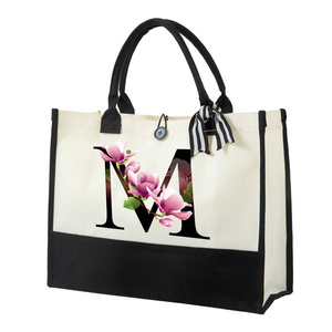 Benutzer definierte Logo Jute Shopping Einkaufstaschen Umwelt freundliche natürliche weiße schwarze Sac kleinen Jute Trage tasche Lebensmittel Jute Shopping Handtasche - Product Image 3