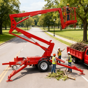 14m Telescopic Folding Arm <b>Hydraulic</b> Towable Boom <b>Lift</b> Trailer Mounted <b>Man</b> <b>Lift</b> Boom <b>Lift</b> for Aerial Work - Product Image 2