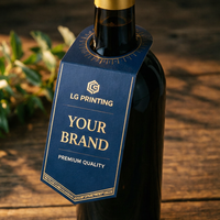 Étiquette personnalisée pour le col de bouteille de vin, emballage personnalisé en boîte, boîte en papier pour l'emballage de bouteilles de vin, emballage de vente au détail et présentation de la marque