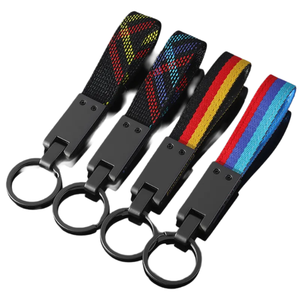 Boucle Porte-clés Tricolore Nylon Tressé <span class=keywords><strong>Sangle</strong></span> Métal Clé De Voiture Accessoire Avec Drapeau Couleurs Pour Allemand Pour Italien Pour BMW - Product Image 2