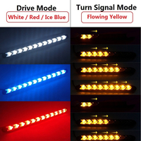 Tira de Luces LED para Coche y Motocicleta BRAD, Luz de Freno Trasera, Intermitente, 18 cm, Color Rojo Ámbar, Luces de Circulación Diurna DRL, IP68