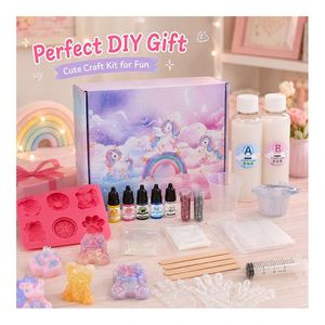 Kit para hacer Taba de venta directa de fábrica: Molde de silicona AB vertible de seis formas, pasta de color, tubos con brillo, vasos, guantes e instrucciones. - Product Image 2