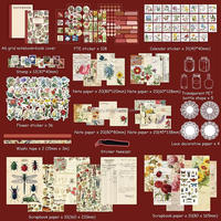 Kit de 265 autocollants en papier floraux vintage de luxe faits à la main pour la fête des pères, coffret cadeau promotionnel, journal rétro, scrapbooking