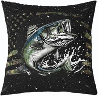 Housse de coussin en forme de poisson, coussin doux en forme de gros poisson, décoration de pêche et de chasse, taie d'oreiller, animal marin, intérieur et extérieur