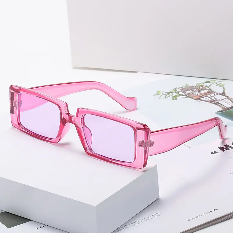 New style fashion 17 color women transparent sun glasses black frames jelly color fashion rectangle sunglasses