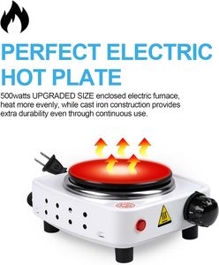Plaque chauffante électrique portable 500W à brûleur unique en fonte solide pour usage domestique et camping en extérieur - Product Image 3