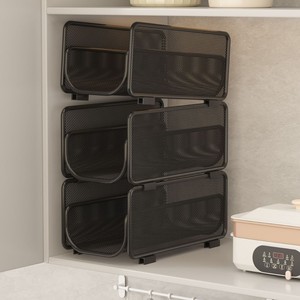 Panier de rangement de cuisine Craftsman à 3 niveaux, organisateur en maille, support de serviettes en papier pour bureau, étagère de rangement multifonctionnelle - Product Image 4