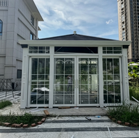 Véranda en verre avec structure en aluminium étanche, directement de l'usine, pour terrasse extérieure, projets résidentiels et commerciaux, vente en gros et sur mesure