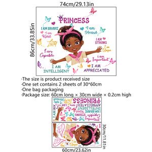 Nuovo design principessa inspirational discorso black girl 3d butterfly decoration adesivi impermeabili decorazione della casa wall <span class=keywords><strong>sticker</strong></span> - Product Image 4