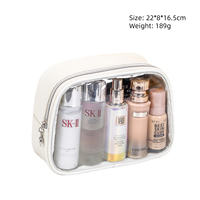 Pochette à fermeture éclair étanche pour rangement de produits de toilette Petit sac à cosmétiques portable en PVC solide