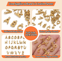 Breloques Alphabet Personnalisées en Acier Inoxydable 316L et Or 18K avec Anneaux de Jonction, 26 Lettres de A à Z, Mini Pendentifs Alphabet pour Création de Bijoux DIY