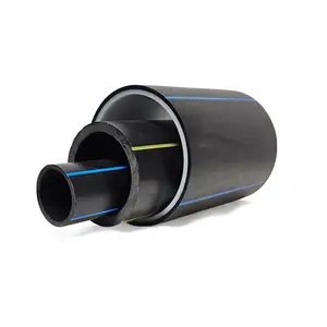 Tubo de polietileno de alta densidade 225mm 11sdr 6 polegadas 20 polegadas Pn16 Pe100 4in Pn40 Hdpe preto com listra azul Preços no Quênia