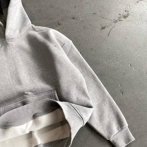 Sudadera con Capucha Personalizada Blanca y Gris, Sudadera Corta Lisa para <span class=keywords><strong>Hombre</strong></span>, 100% Algodón, Felpa Gruesa de 500 g/m², Sudadera Negra - Product Image 4