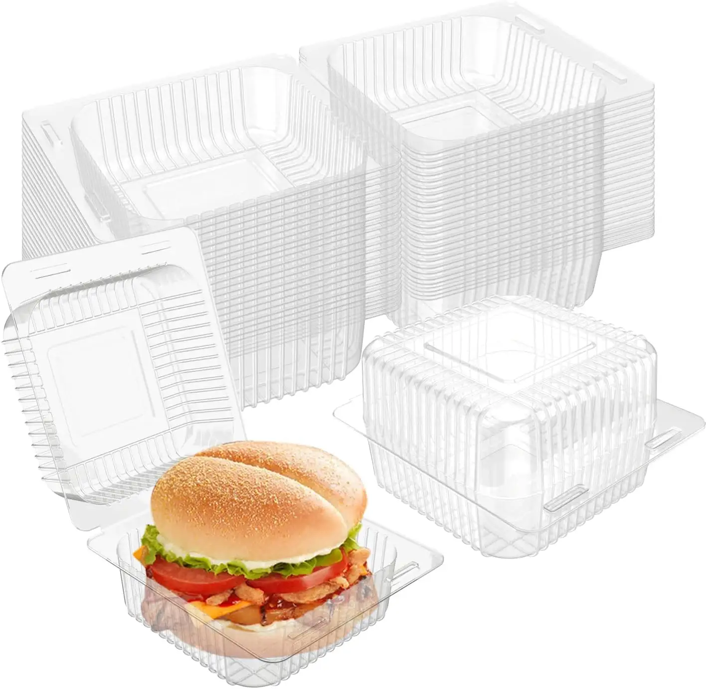 Rõ ràng nhựa bản lề đưa ra container dùng một lần vỏ sò thực phẩm bánh container với nắp đậy cho món tráng miệng, salad, mì ống, bánh mì