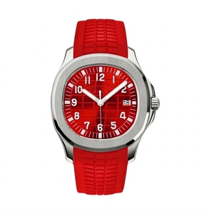 Montre mécanique, boîtier en acier argenté, bracelet en caoutchouc noir, montre-bracelet analogique, affichage de la date - Product Image 2