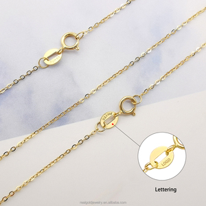 Collier en or véritable 14K 9K, chaîne à câble plat, en or véritable, chaînes croisées, vente en gros - Product Image 2