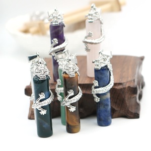 Mặt dây chuyền hình trụ rồng pha lê tự nhiên bán buôn, đá chữa bệnh, năng lượng luân xa, Reiki, trang sức độc đáo, phụ kiện làm đồ trang sức - Product Image 3