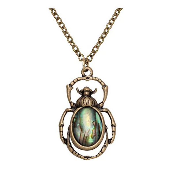 Abalone Shell Ladybug Pendant Necklace Scarab Pendant Necklace Scarab Jewelry