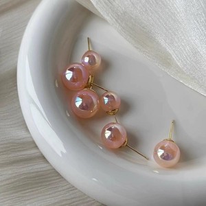Boucles <span class=keywords><strong>d</strong></span>'oreilles clous en perles Mochi inspirées de la sirène rose, en cuivre léger, chic, <span class=keywords><strong>d</strong></span>élicates, pour l'été, élégance haut de gamme pour <span class=keywords><strong>femme</strong></span> - Product Image 3