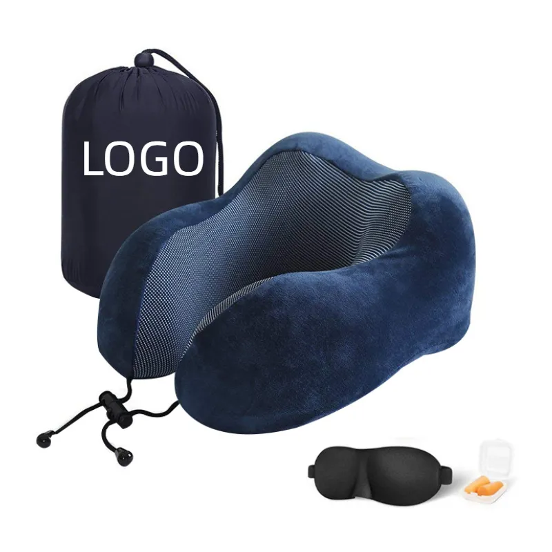 Hot Selling Cooling Set Eye Mask Neck Rest Cushion 3 in1 U Shape Memory Foam Travel Neck Pillow
