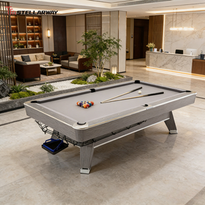Table de billard américaine grise STELLARWAY modèle 8 pieds 9 pieds 2,5 cm SLATE K55 <span class=keywords><strong>coussin</strong></span> prêt à l'emploi, ensemble complet pour les entreprises et la maison - Product Image 1
