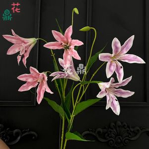 Fleur artificielle en soie Eva, lys à 3 têtes, pour décoration de mariage, décoration de la maison, accessoires photo - Product Image 4