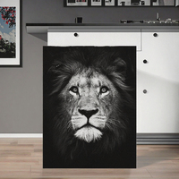 Art mural abstrait moderne représentant un lion, peinture personnalisée imprimée en UV, grande taille pour la décoration de la maison, cadre en alliage d'aluminium de qualité supérieure