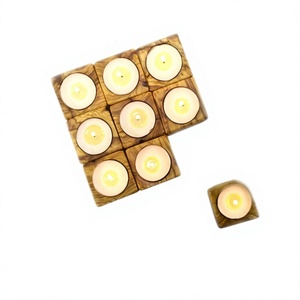 Wooden Rectangle Eco-Friendly Durable <b>Tea</b> Light Holder Handmade Candle <b>Stand</b> Brown Candle Jar for Home Christmas Table Decor - Product Image 6