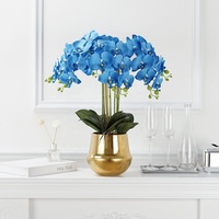 Arrangement de fleurs d'orchidées artificielles OH Real Touch, Phalaenopsis en soie de luxe dans un pot, résistant aux UV, fausse fleur pour la décoration de la maison et des hôtels