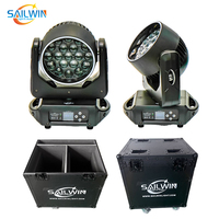 Sailwin EU Stock 19x15W LED Moving Head Wash Light Zoom Disco Party Beam Effect Stage Light for DJ Club Home Disco Parties