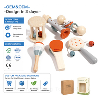 6 Piece Wooden Musical Instrument Set Montessori Baby Rattle Percussion Sensory Toys Toddler Infant Early Development OEM Custom