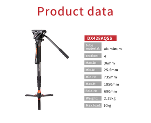 Dx428aq5s coman chuyên nghiệp sợi carbon đa chức năng <span class=keywords><strong>Monopod</strong></span> với chân máy - Product Image 6