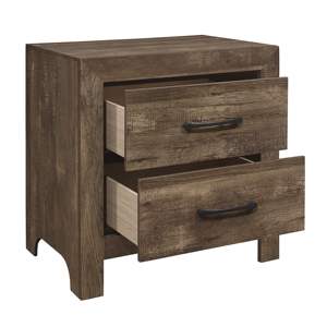 DB <b>Smart</b> <b>Nightstand</b> with Rustic Brown Finish 1pc Bedroom Furniture with Black Metal Hardware for Apartment Use - Product Image 3