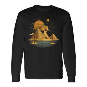 Camiseta de manga larga con mitología de la pirámide de la Esfinge del antiguo Egipto - Product Image 1