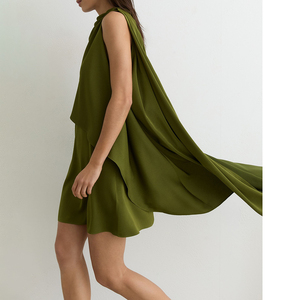 Robe <span class=keywords><strong>mini</strong></span> moulante <span class=keywords><strong>en</strong></span> satin froncée pour <span class=keywords><strong>femme</strong></span>, sans manches, col bénitier, asymétrique, élégante, pour club, soirée, cocktail, avec découpe <span class=keywords><strong>en</strong></span> forme de clé - Product Image 3