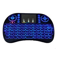 Keyboard Mini I8 Rusia, Ibrani, Inggris Original 2.4G Wireless Touchpad dengan Lampu Latar 7 Warna, Remote Udara Keyboard 2.4G