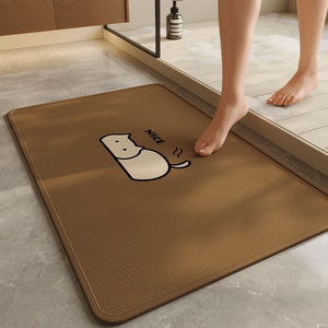 เสื่อซับน้ำในห้องน้ำทรงสี่เหลี่ยมผืนผ้าเลียนแบบผ้าลินินกันลื่นลายแมวและสุนัขสำหรับใช้ในบ้าน - Product Image 5