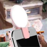 Anneau Lumineux LED Rechargeable USB Mini Portable en ABS avec Clip, pour Selfie, Maquillage, et Téléphone Portable