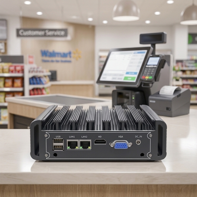 Fanless Industrial Chassis Mini PC Core I3/i5/i7 2*RS232 COM 2 Lan USB3.0  VGA Win/Linux Stock for POS