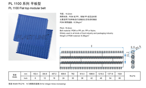 Correa modular de tapa plana <span class=keywords><strong>PL</strong></span> 1100 personalizable para alimentos y bebidas Embalaje retráctil POM/PP/Material de nailon - Product Image 2