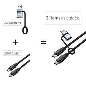 <span class=keywords><strong>Cable</strong></span> Trenzado de Nailon 2 en 1 al por Mayor, Listo para Enviar, Cargador Rápido <span class=keywords><strong>Tipo</strong></span> <span class=keywords><strong>C</strong></span> de 240W, Cables de Datos <span class=keywords><strong>Tipo</strong></span> <span class=keywords><strong>C</strong></span> con Adaptador <span class=keywords><strong>OTG</strong></span> Combinado - Product Image 2