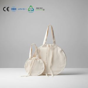 Bolsa de Mano Redonda de Lona de Algodón con Cierre de Cordón, Tamaño Mini y Grande, para Empacar Artículos Hechos a Mano - Product Image 1