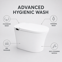 Couvercle de toilette intelligent en céramique à ouverture automatique, télécommande, siège chauffant, séchage à l'air, lavage féminin, cuvette allongée, chasse d'eau par siphon