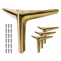 Pieds de table élégants en métal doré brossé sans soudure, modernes, coniques de 6 pouces, robustes, pour canapé et armoire