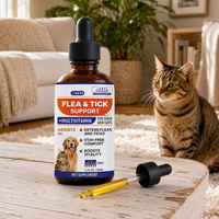 Gouttes liquides multivitaminées pour animaux de compagnie contre les puces et les tiques, absorption rapide, soutien immunitaire, soulagement des démangeaisons, stimulation de la vitalité des animaux