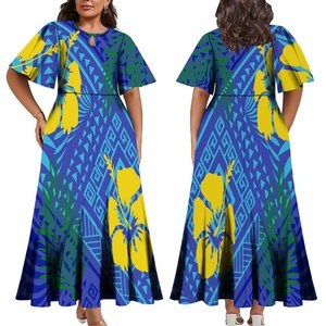 OEM customed Pacific Design a <span class=keywords><strong>mezza</strong></span> <span class=keywords><strong>manica</strong></span> svasata abito lungo plissettato con Design a goccia d'acqua Maxi <span class=keywords><strong>abiti</strong></span> Casual da festa da donna - Product Image 2