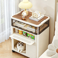 Boîte de rangement pliable pour table de chevet, tiroir de rangement, organisateur de chevet, meuble pliant avec couvercle en bois et porte transparente